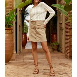 Jupe courte en twill de coton JORY beige