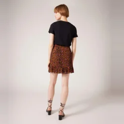 Jupe courte imprimée marron
