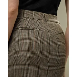 Jupe crayon à carreaux Glen Sprezzatura brun cendré en soie