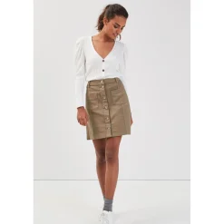 Jupe droite boutonnée en jean
