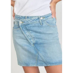 Jupe droite en jeans ALOFI bleu Dot