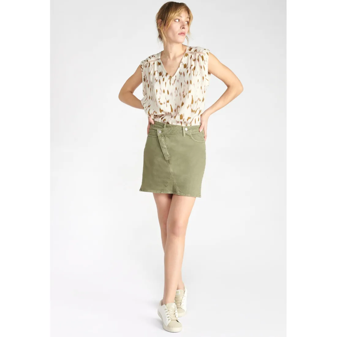 Jupe droite en jeans ALOFI vert