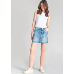Jupe droite en jeans CALZAN bleu