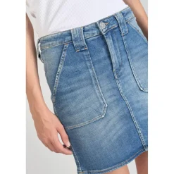 Jupe droite en jeans CARY bleu