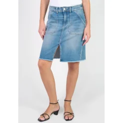 Jupe droite en jeans LEDISI bleu Lia