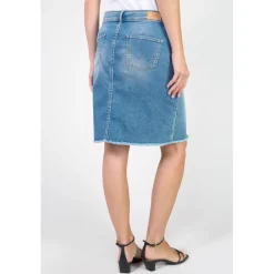 Jupe droite en jeans LEDISI bleu Lia