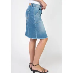 Jupe droite en jeans LEDISI bleu Lia