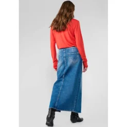 Jupe droite en jeans RAPHI bleu Elle
