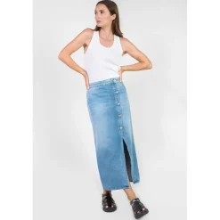 Jupe droite en jeans RAPHI bleu Hana