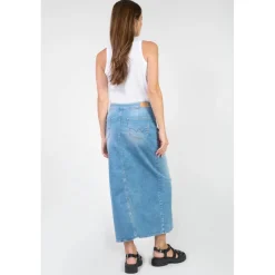 Jupe droite en jeans RAPHI bleu Hana