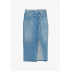 Jupe droite en jeans RAPHI bleu Hana
