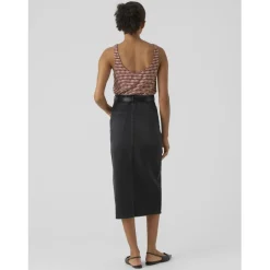 Jupe en denim braguette zippée taille haute noir Gaia