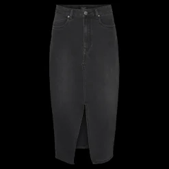 Jupe en denim braguette zippée taille haute noir Gaia