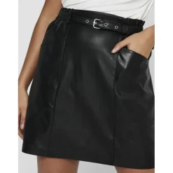 Jupe en simili-cuir noir Vera