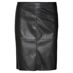 Jupe en simili-cuir Taille haute Au-dessus du genou noir