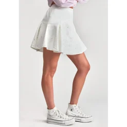 Jupe fille, evasée, patineuse SHELAGI blanc en coton