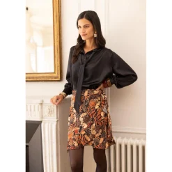 Jupe imprimée palme Laly en viscose
