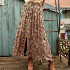Jupe JOAN beige en viscose