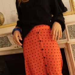 Jupe longue Amy orange en viscose