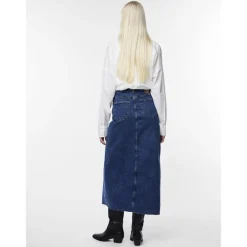 Jupe longue en denim bleu