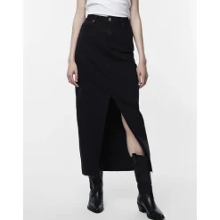 Jupe longue en denim noir