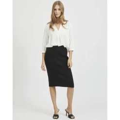 Jupe longue en maille taille haute noir