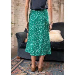 Jupe Midi Dimora vert en viscose
