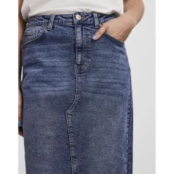 Jupe midi en denim bleu
