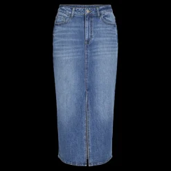 Jupe midi en denim bleu moyen