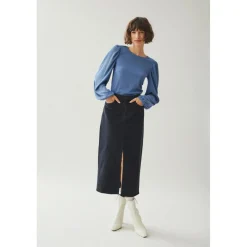 Jupe midi en denim noir Nell