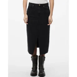 Jupe midi en denim noir Vera
