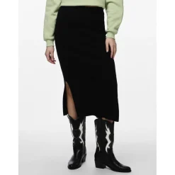 Jupe midi en maille noir Lia