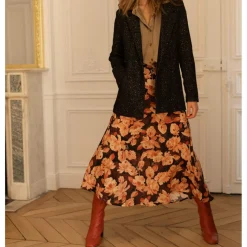 Jupe midi Gaelle rose en viscose