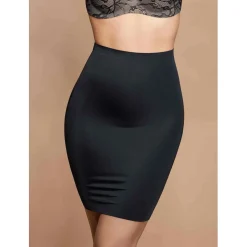 Jupe mi-longue taille haute invisible sculptante Noir Bye Bra