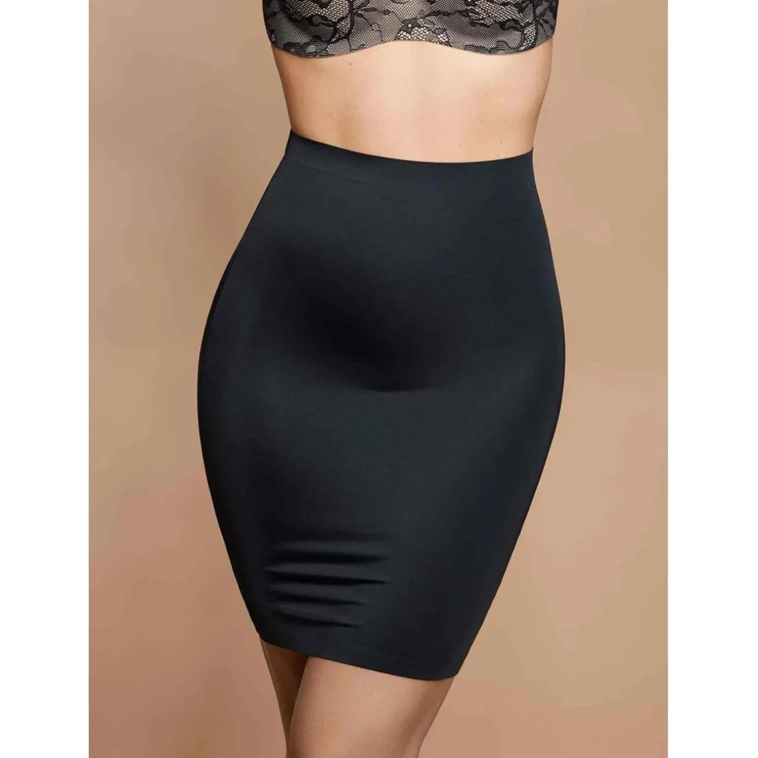 Jupe mi-longue taille haute invisible sculptante Noir Bye Bra