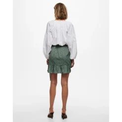 Jupe portefeuille Imprimé all over Cache-cœur, Volants Longueur mini vert Gail