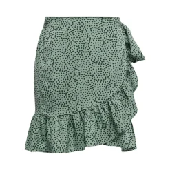 Jupe portefeuille Imprimé all over Cache-cœur, Volants Longueur mini vert Gail
