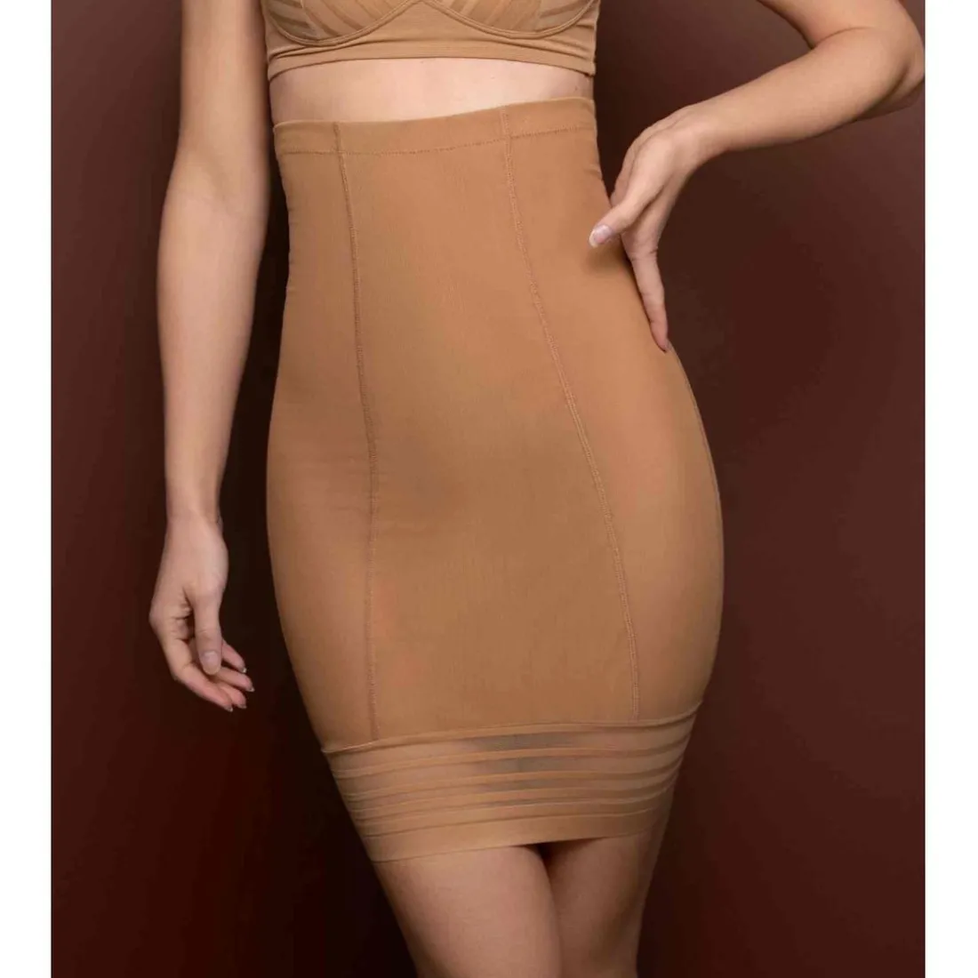 Jupe taille haute gainante Marron Bye Bra