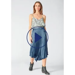 Jupe évasée - Bleue en viscose