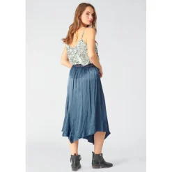 Jupe évasée - Bleue en viscose