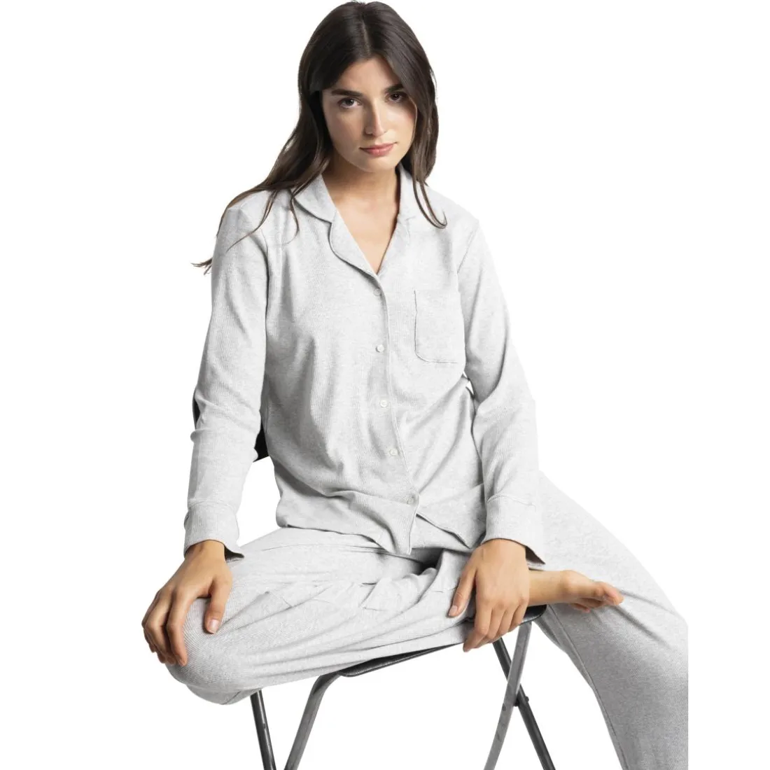 Kate - bas de pyjama long gris en coton