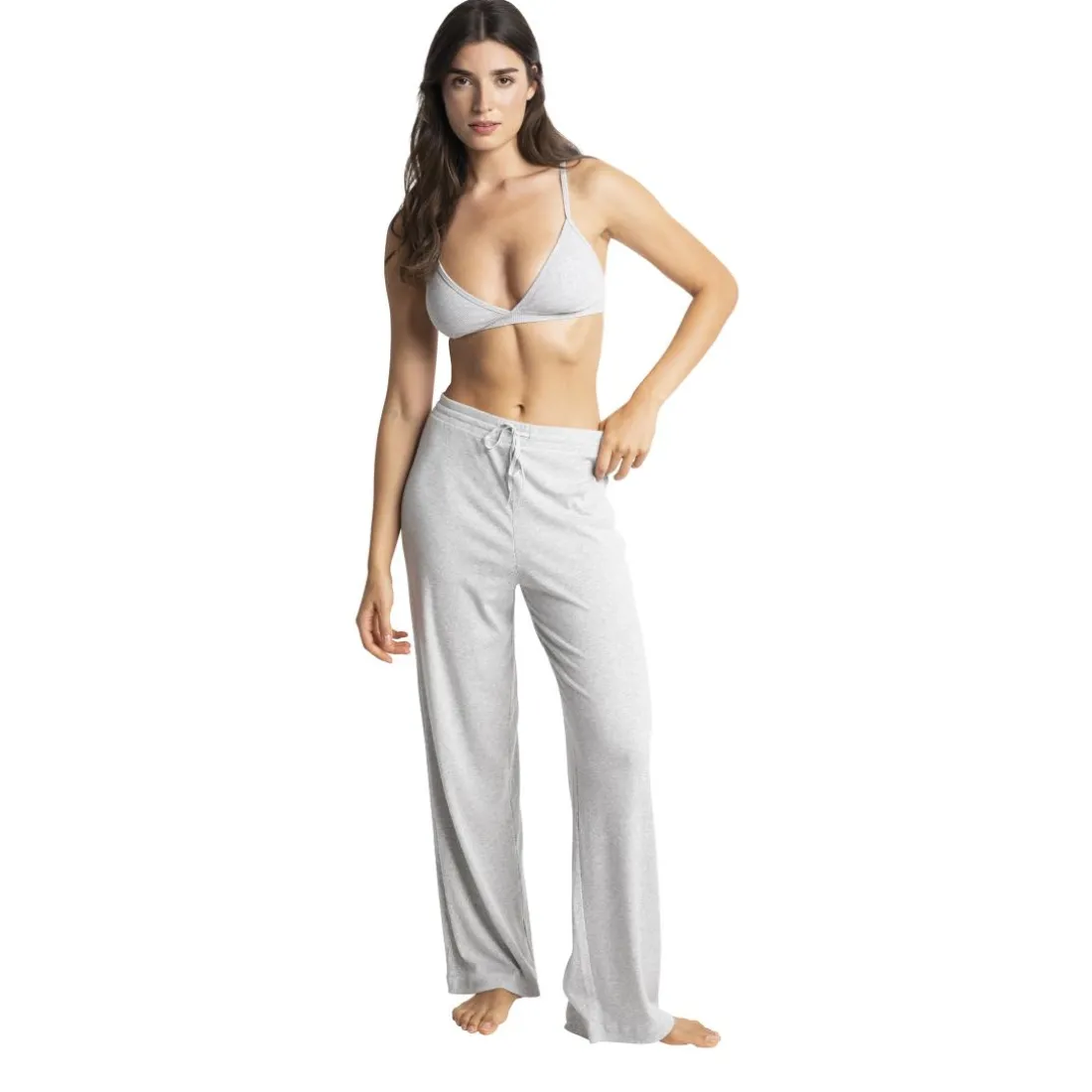 Kate - bas de pyjama long gris en coton