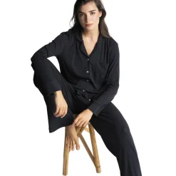 Kate- Haut de pyjama manches longues noir en coton
