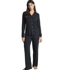 Kate- Haut de pyjama manches longues noir en coton