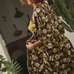 Kimono manches longues multicolore en viscose