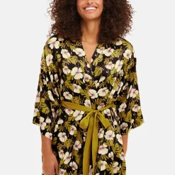 Kimono manches longues multicolore en viscose