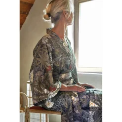 Kimono satin JARDINS DE BABYLONE Indigo