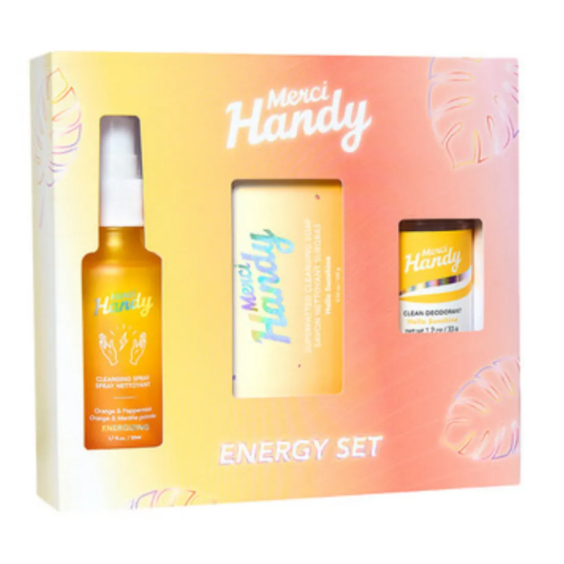 Kit Énergisant pour le Corps - Spray Nettoyant Main + Savon Exfoliant Doux + Déodorant