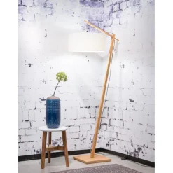 Lampadaire Abat-jour Bambou Naturel Blanc ANDES
