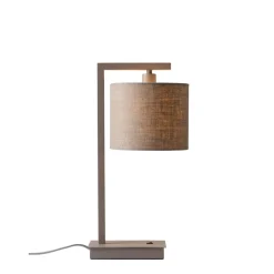 Lampe de table Boston sable abat-jour lin fonce